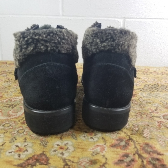 Stuart Weitzman black suede fleece ankle booties boots - Picture 6 of 11